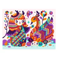 Djeco Kokeshi mozaikkép készítő szett színes mozaikdarabokkal és japán baba mintával