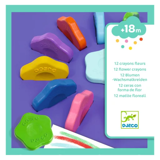 Djeco Marokkréta - 12 színű vírág - 12 flower crayons for toddlers