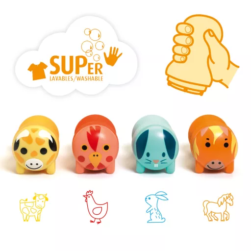 Djeco Nyomdakészlet - Kiskezes - Stamps for little ones - Farm animals
