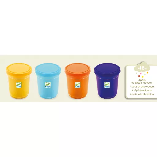 Djeco Gyurma - Pillegyurma 4 színben - 4 tubs of play dough, Plain flour