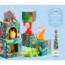 Djeco Maxi Topanijungle toronyépítő szavannai állatos grafikával és egymásba illeszthető kockákkal