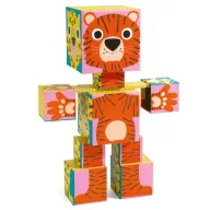   DJECO Építőjáték - Kockatestű állatos építő - Totem cubes Animo