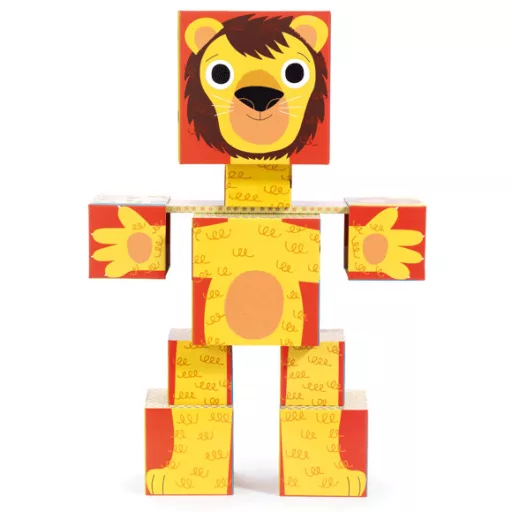 DJECO Építőjáték - Kockatestű állatos építő - Totem cubes Animo