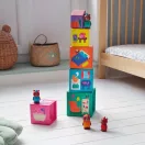 Djeco TopaniHouse mackós toronyépítő kockák és figurák 1 éves kortól