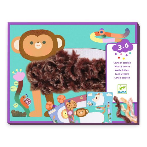 Djeco Kollázs műhely - Bolyhos barátok gyapjúval és tépőzárral - Wool and Velcro - Fluffy friends!