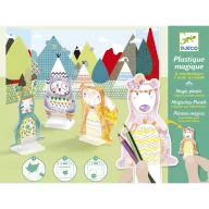 Djeco Magic plastic figura készítés Vaumiau Pow Wow kreatív készlet doboza és elkészült figurák