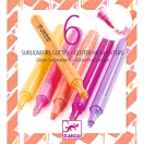 Djeco Szövegkiemelő toll készlet 6 csillámos színben, Grapefruit - Set of 6 glitter highlighters, Grapefruit
