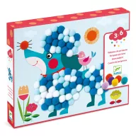 Djeco Pompom-kép készítés Simogatni való kutyák kreatív szett doboza kék uszkárral