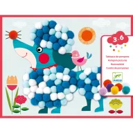 Djeco Pompom-kép készítés Simogatni való kutyák kreatív szett doboza kék uszkárral