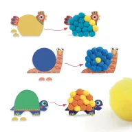 Djeco Pompom-kép készítés szett színes állatos képekkel és pomponokkal