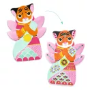 Djeco Kollázs muhely 3D Garden pals kreatív szett doboza és az elkészíthető figurák