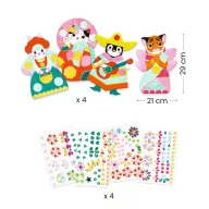 Djeco Kollázs muhely 3D Garden pals kreatív szett doboza és az elkészíthető figurák