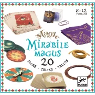 Djeco Mirabile Magus bűvészkészlet főkép a 20 trükk kellékeivel és kártyáival