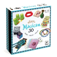 Djeco Magicam bűvészkészlet színes kellékei kártyákkal poharakkal és varázskellékekkel