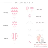   Design falmatrica - Rózsaszín léggömbök fehér felhőkkel