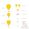 Design falmatrica - Sárga léggömbök szürke felhokkel