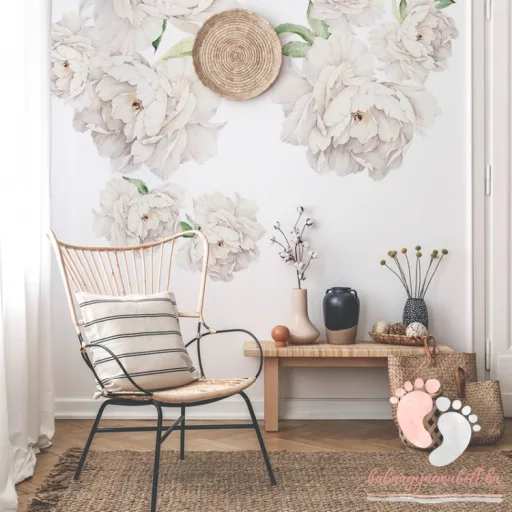 Design falmatrica - Fehér bazsarózsa XXL