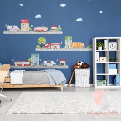 Design falmatrica - Közlekedési eszközök házakkal