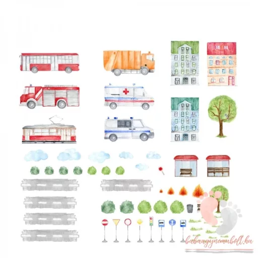 Design falmatrica - Közlekedési eszközök házakkal