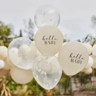   Babaváró lufi csomag - Hello baby taupe és felhőkonfettis