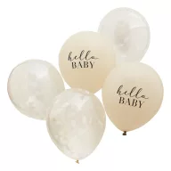   Babaváró lufi csomag - Hello baby taupe és felhőkonfettis