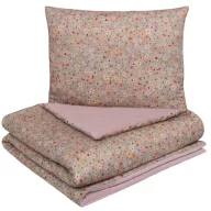 Infantilo Spring Meadow virágmintás és púderrózsaszín velvet ovis ágynemű szett párnával és zsákkal