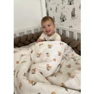 Infantilo Lemon Ecru ovis ágyneműhuzat szett összehajtva, sárga díszpaszpóllal