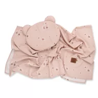 Infantilo bambusz nyári babatakaró és mackó alakú lapospárna Daisy Blush mintával kiterítve