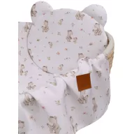 Infantilo bambusz nyári babatakaró és mackó párna szett Mommy Bear mintával mózeskosárban