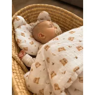   Infantilo muszlin babatakaró és mackó párna szett 70x100 + 30x35 cm - Teddy Bear