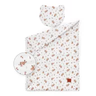Infantilo Little Flowers bambusz muszlin babatakaró és mackófej formájú lapos babapárna