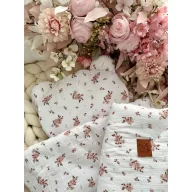 Infantilo Little Flowers bambusz muszlin babatakaró és mackófej formájú lapos babapárna