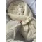 Infantilo muszlin és boucle báránybolyhos merevített pólya 75x75 cm - krém