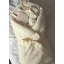 Infantilo muszlin és boucle báránybolyhos merevített pólya 75x75 cm - krém