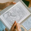 Kidywolf K-Draw Pad Méli-Mélo átvilágítós rajztábla nyitott zöld borítóban mintalappal