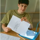 Kidywolf K-Draw Pro Manga kék világító rajztábla papír mintával és ceruzával