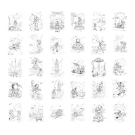 Kidywolf Galaxis mintafüzet K-Draw Pad rajztáblához kiadvány borítója és rajzsablon oldalai