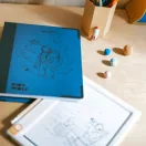 Kidywolf Galaxis mintafüzet K-Draw Pad világító rajztáblához űrhajós és rakéta mintákkal