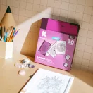 Kidywolf K-Draw Pad Zen mintafüzet borítója és kártyái mandalákkal és rókás mintával