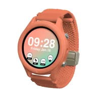 Kidywolf K-WATCH interaktív korall színű gyerekóra színes OLED kijelzővel és szőtt pánttal