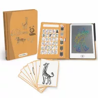 Kidywolf Kidydraw Mini Animals LCD rajztábla összecsukott állapotban sárga állatmintás tokban