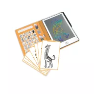 Kidywolf Kidydraw Mini Animals LCD rajztábla összecsukott állapotban sárga állatmintás tokban