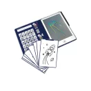 Kidywolf Kidydraw Mini Galaxy könyv formájú LCD rajztábla csukott állapotban kék galaxis mintával