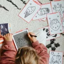 Kidywolf Kidydraw Mini Kawaii összecsukható LCD rajztábla piros borítóval és mintákkal