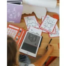 Kidywolf Kidydraw Mini Kawaii összecsukható LCD rajztábla piros borítóval és mintákkal