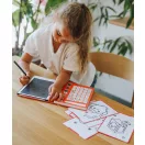 Kidywolf Kidydraw Mini Kawaii összecsukható LCD rajztábla piros borítóval és mintákkal