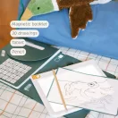 Kidywolf átvilágítós rajztábla nyitott füzetben állatos sablonnal és ceruzával