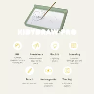 Kidywolf Kidydraw Pro Zöld kétoldalas rajztábla papír sablonnal és ceruzával