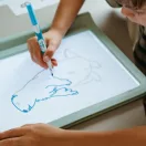 Kidywolf Kidydraw Pro Zöld kétoldalas rajztábla papír sablonnal és ceruzával