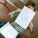 Kidywolf Kidydraw Pro Zöld kétoldalas rajztábla papír sablonnal és ceruzával